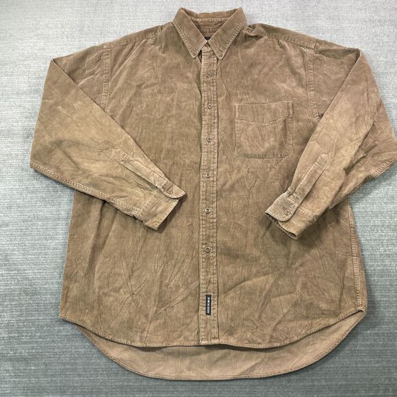 Y2K Abercrombie & Fitch Button Down Shirt Men M Corduroy Shacket Brown Oversized - Picture 1 of 11